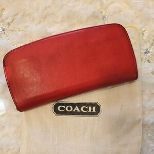 Vintage Coach Zip-Around Wallet Clutch # 7241 (Red)